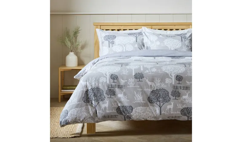 Argos Home Brushed Cotton Landscape Grey Bedding Set