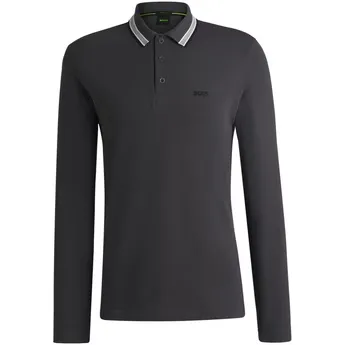 Boss Men's Plisy Tipped Collar Cotton Long Sleeve Polo Shirt