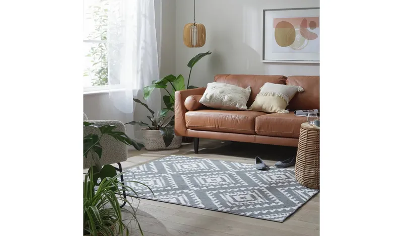 Habitat Global Geometric Grey Rug - 120x170cm