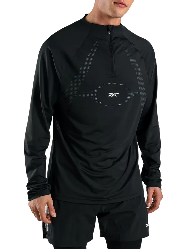 Reebok Athlete Flex Quarter Zip Sports Top, Black