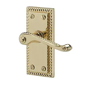 Colours Louga Polished Brass effect Zamak Scroll Door handle with Hinges (L)92mm (D)58mm