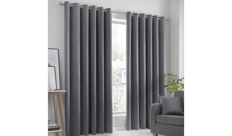 Fusion Strata Dim Out Woven Eyelet Curtains