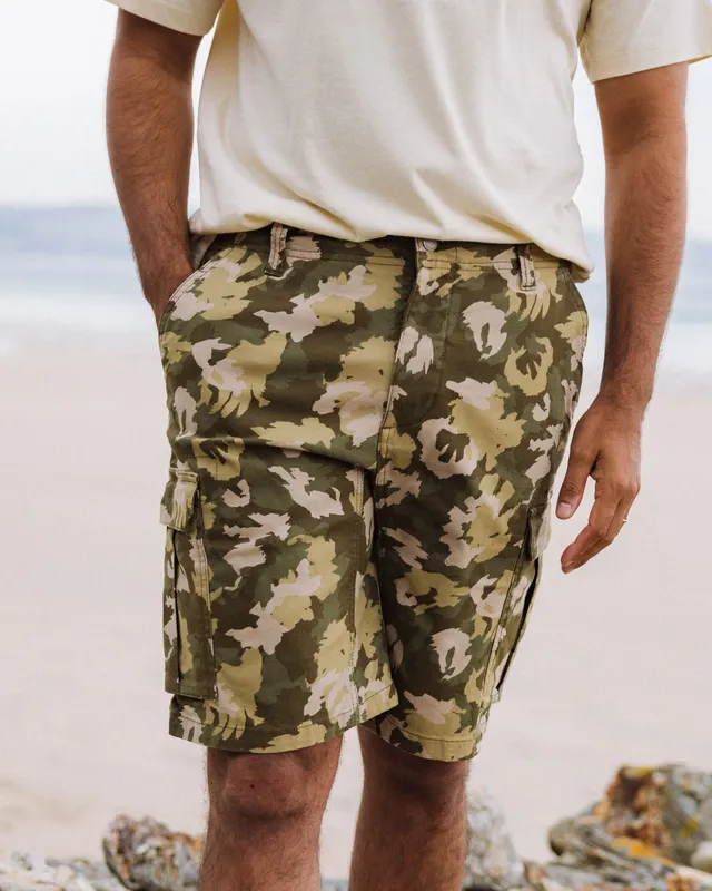 Passenger Clothing Lakeside Cargo Cotton Short - Woodland Camo Khaki