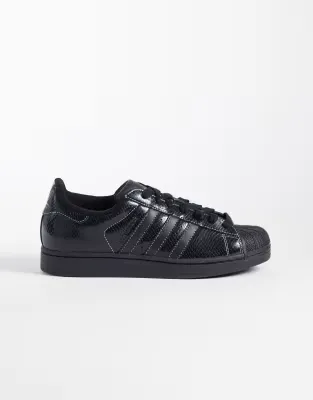 Superstar II trainers in black tonal snake