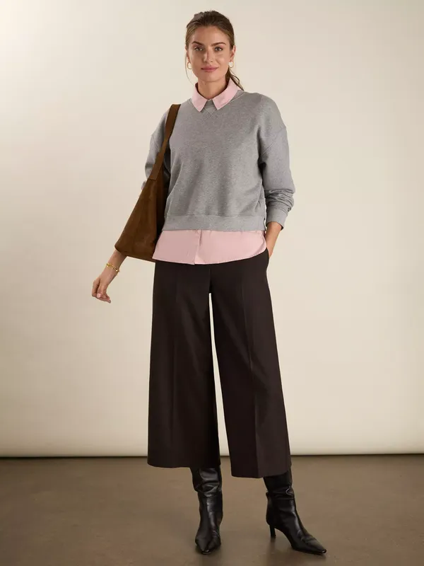 Baukjen Gilma Wool Blend Wide Leg Cropped Trousers