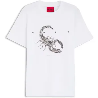 HUGO Cotton-jersey T-shirt with spaced-out logo