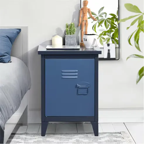 FurnitureR Metal Bedside Cabinet with Door and Shelf 44 x 39 x 60.5 cm