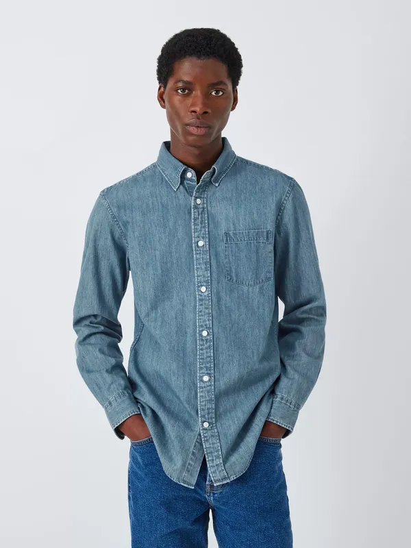 John Lewis Regular Fit Denim Shirt, Blue