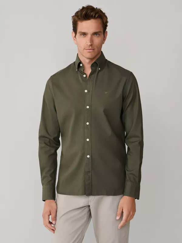 Hackett London Cotton Tailored Fit Garment Dyed Shirt