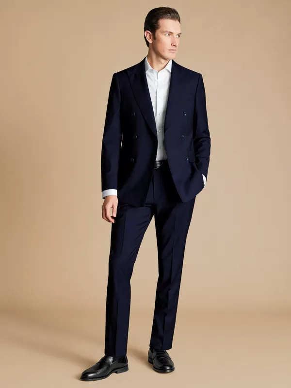 Charles Tyrwhitt Regular Fit Double Breasted Wool Blend Blazer