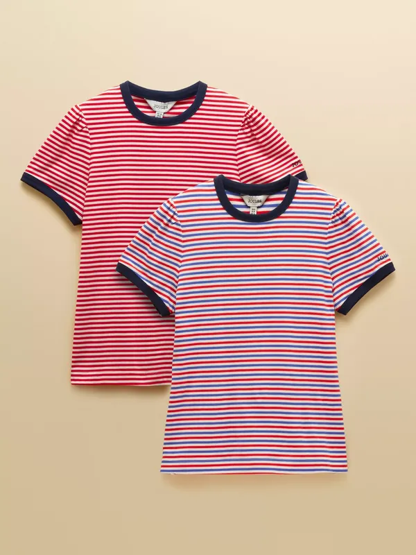 Joules Erin Stripe T-Shirts, Pack of 2, Multi