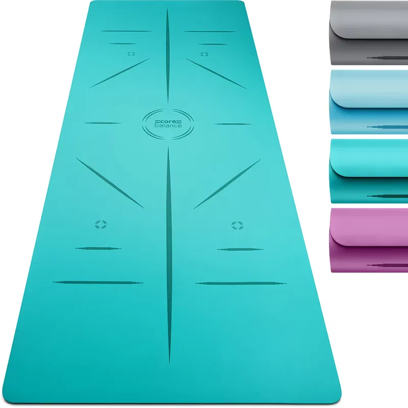 CORE BALANCE Rubber Yoga Mat With Body Alignment Lines Non Slip Extra Wide Core Balance