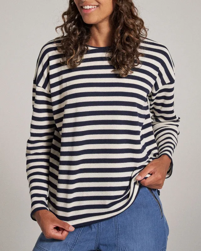 Passenger Clothing Panorama Striped LS T-Shirt - Deep Navy