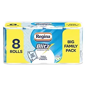 Regina Blitz Blue & White Paper towels, Pack of 8