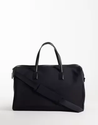 nylon holdall bag in black