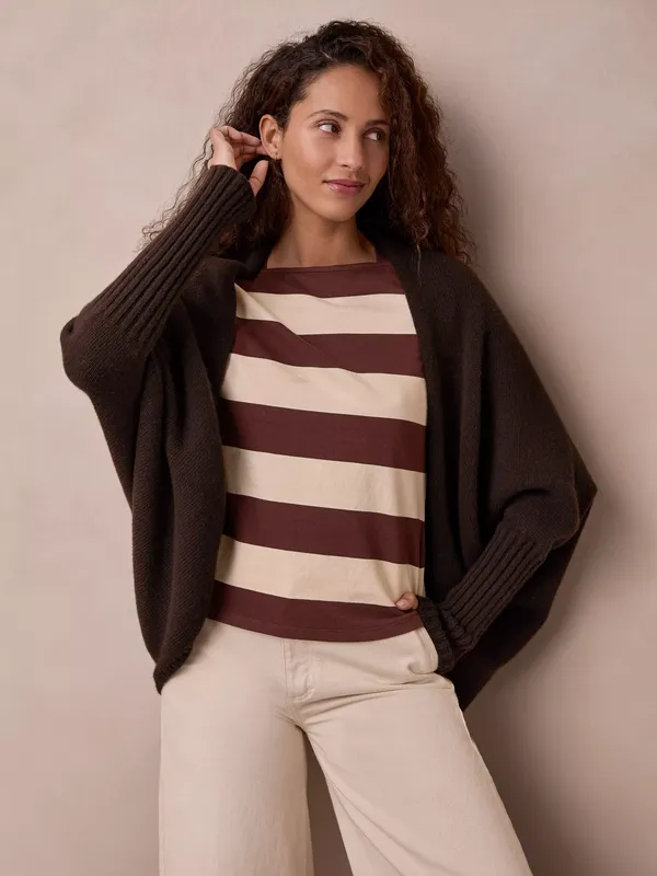 Celtic & Co. Geelong Wool Supersoft Cocoon Cardigan, Chocolate