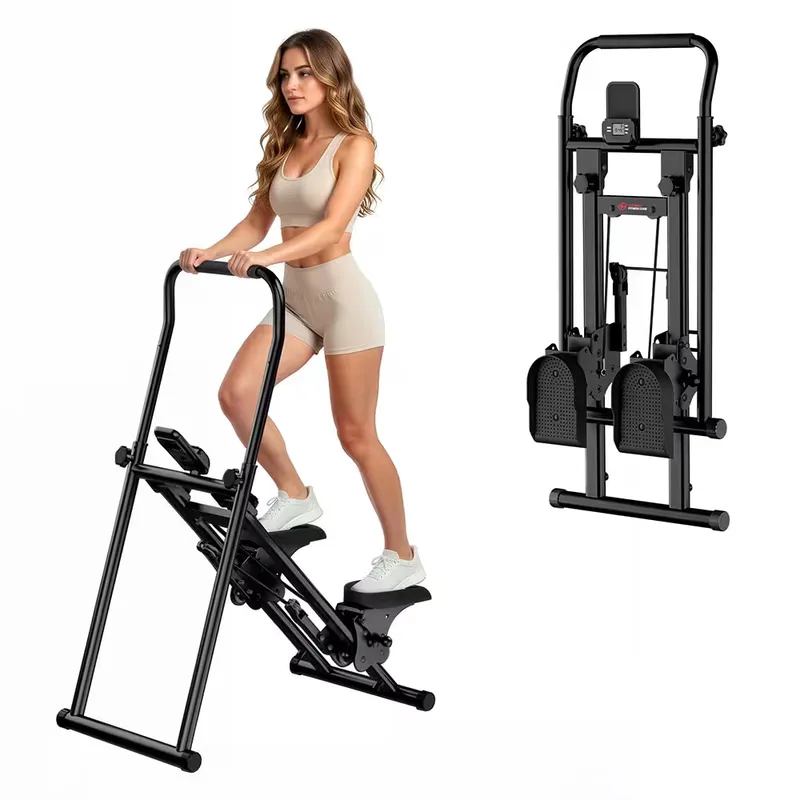 HOMEFITNESSCODE Fitness Stair Stepper Foldable Adjustable Handles Pedals Vertical