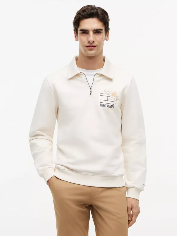 Tommy Hilfiger Graphic Print Cotton Sweatshirt, Ivory