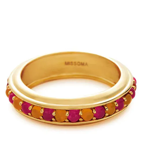 Missoma Women's Pink Quartz Gold Stack Ring