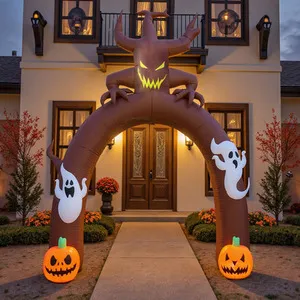 Lifeideas Arch Ghost Pumpkins Halloween Inflatable - Brown