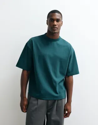 breatheMAX™ heavyweight boxy oversized t-shirt in dark green cotton blend