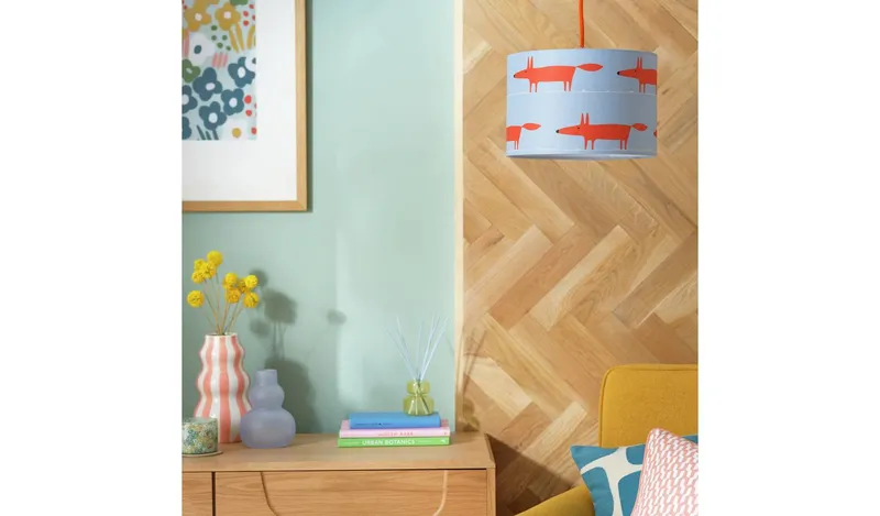Habitat x Scion Blue Mr Fox Lampshade - 30cm