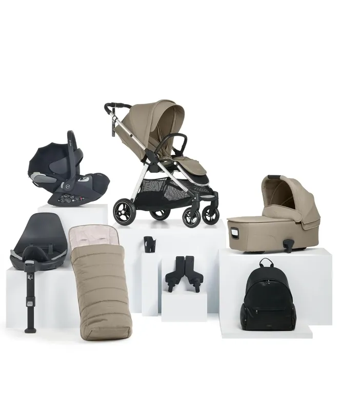 Mamas & Papas Flip XT³ Pushchair Complete Bundle with Cybex Cloud T Car Seat & Base (8 Pieces) – Sage Grey