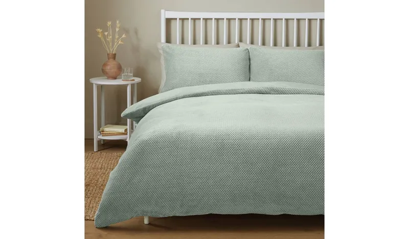Argos Home Bubble Fleece Green Bedding Set
