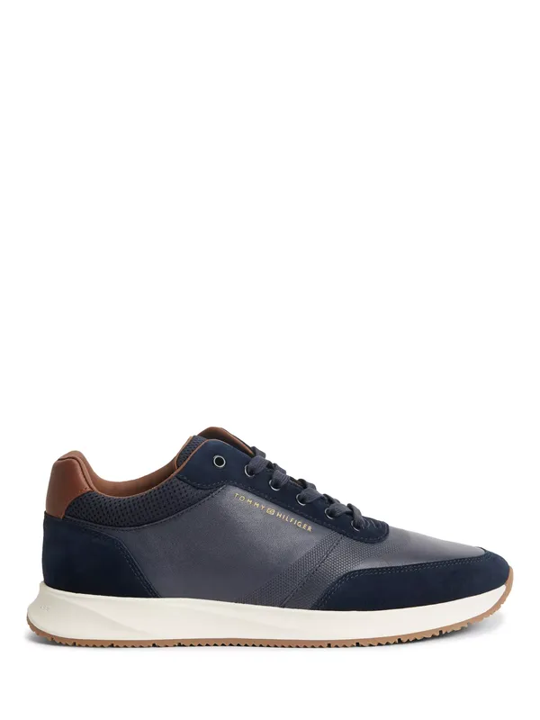 Tommy Hilfiger TH Dressy Suede and Leather Runner Trainers, Navy