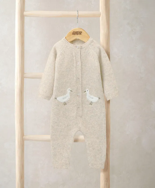 Mamas & Papas Duck Knitted Romper Oatmeal