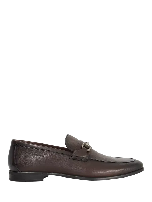 Dune London Seymore Wide Fit Leather Flexi Sole Trim Loafers