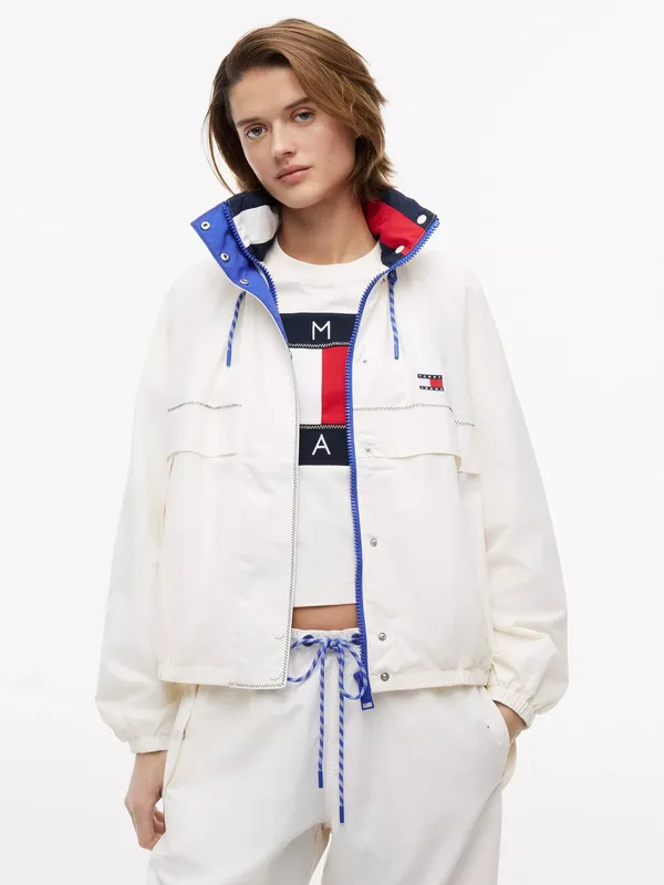 Tommy Hilfiger Water Resistant Oversized Regatta Windbreaker, White