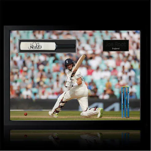The Fan Cave Joe Root Signed Mini Cricket Bat Iconic Frame