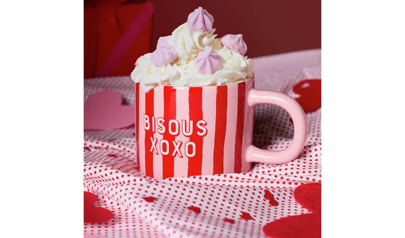 Argos Home Bisous XOXO Red Stripe Ceramic Mug