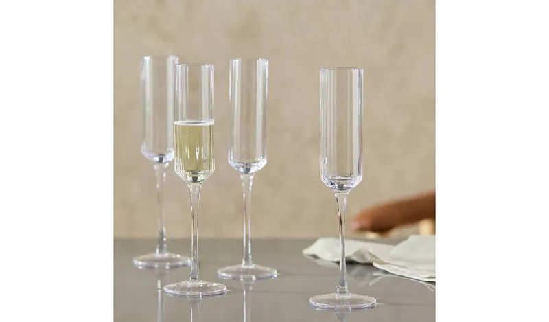 Habitat Wide Ribbed Set of 4 Champagne Flute