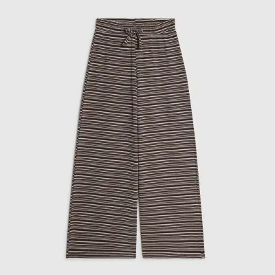 Girls Brown Striped Wide Leg Trousers