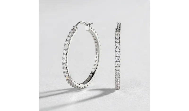 Revere Sterling Silver Cubic Zirconia Hoop Earrings