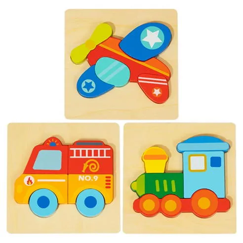 Tooky Toy Wooden 3 Piece Vehicle Puzzle