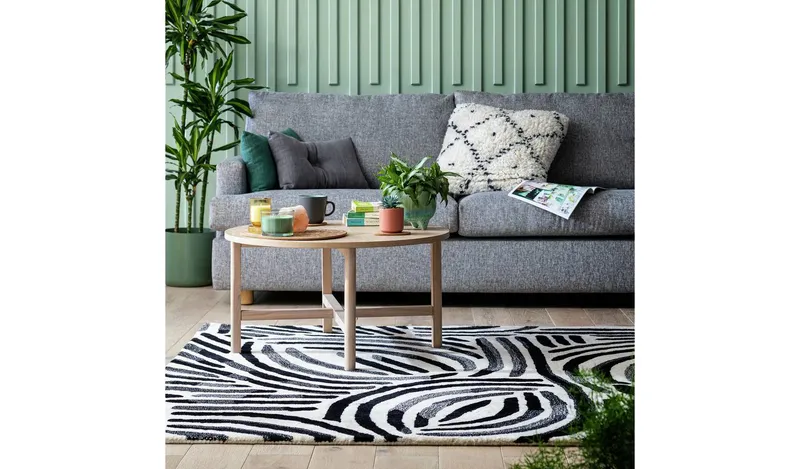 Habitat Skandi Brush Marks Black & White Rug