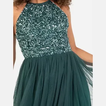 Maya Deluxe Maya Embellished Halter Neck Midi Dress