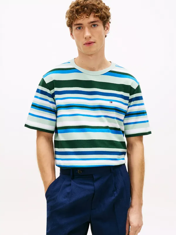 Tommy Hilfiger Cotton Regular Fit Short Sleeve Stripe T-Shirt, Multi