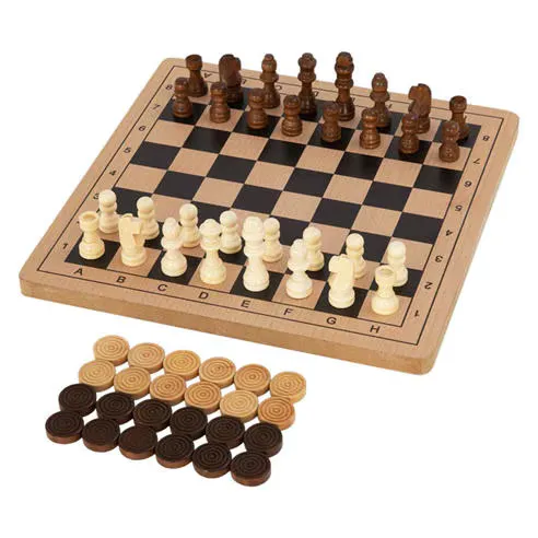 Tooky Toy Wooden Chess And Draughts Set
