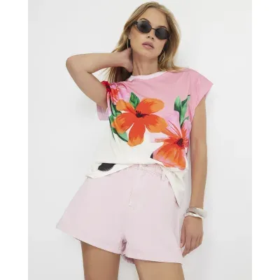 Pink Flower Polka Dot T-Shirt