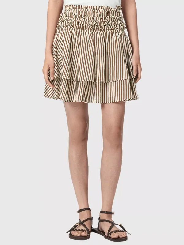 AllSaints Kali Striped Mini Skirt, Penny Brown/White