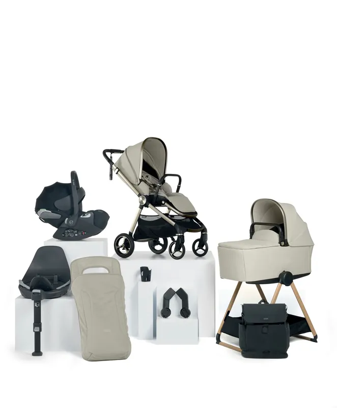 Mamas & Papas Vardo Complete Pushchair Bundle with Cybex Cloud T i-Size Rotating Baby Car Seat & Base (9 Pieces) - Shell