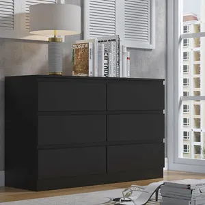 6 Drawer Chest Of Drawers Deep Design Matt Finish - Black