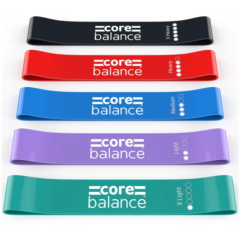 CORE BALANCE Resistance Loop Bands Mini Latex Exercise Yoga 5 Piece Set Core Balance