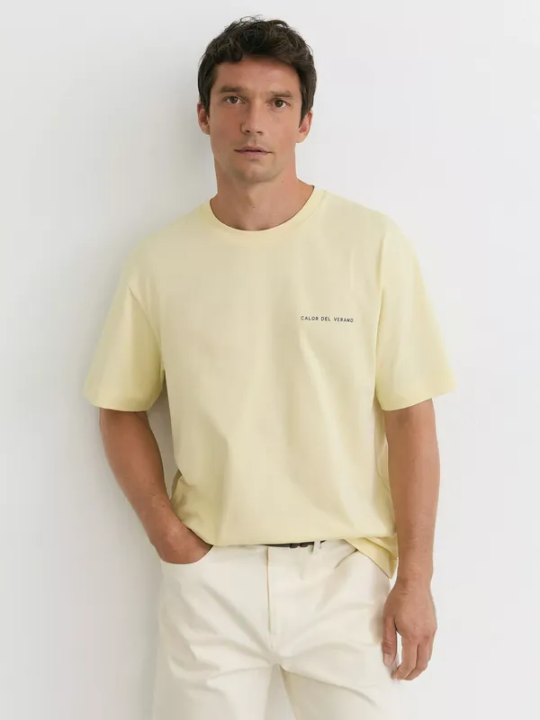 Reiss Casa Cotton Crew Neck T-Shirt, Yellow