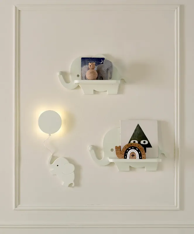 Mamas & Papas Elephant Shelves & Nightlight - Off-White
