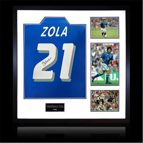 The Fan Cave Gianfranco Zola Signed Italy Shirt Elite Frame